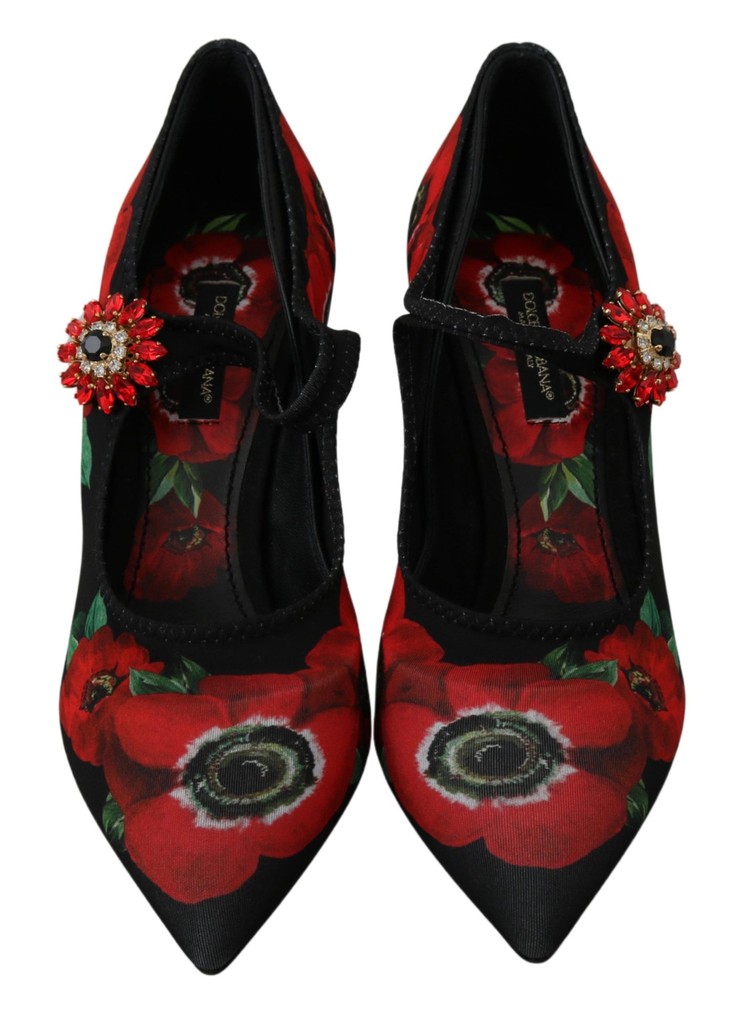 Dolce & Gabbana Floral Mary Janes Pumps with Crystal Detail Dolce & Gabbana