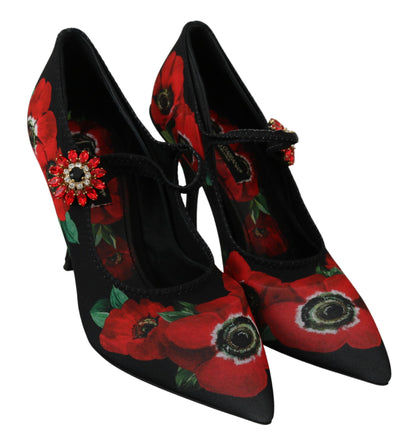 Dolce & Gabbana Floral Mary Janes Pumps with Crystal Detail Dolce & Gabbana