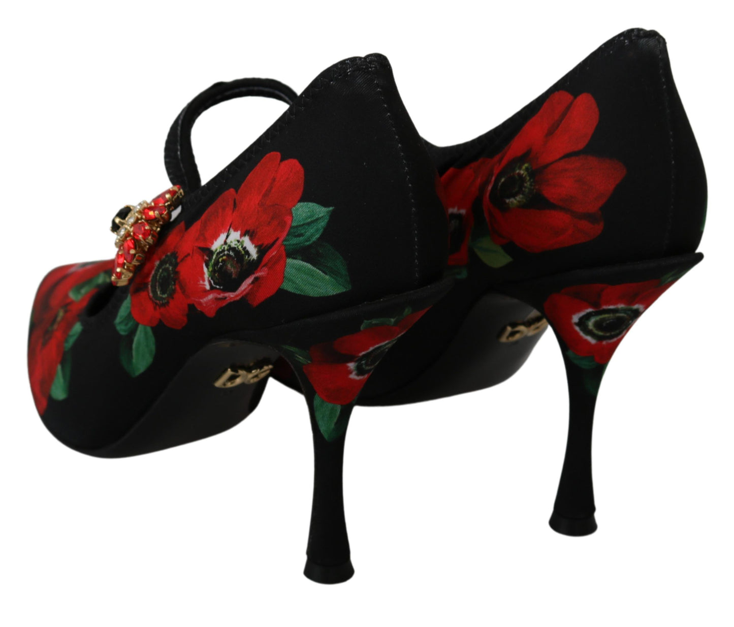 Dolce & Gabbana Floral Mary Janes Pumps with Crystal Detail Dolce & Gabbana