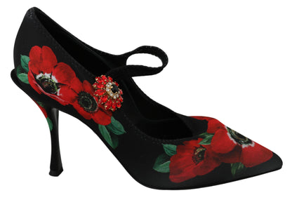 Dolce & Gabbana Floral Mary Janes Pumps with Crystal Detail Dolce & Gabbana