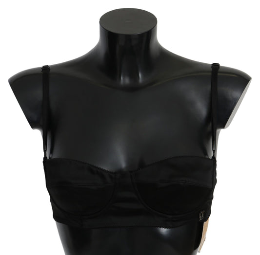 John Galliano Elegant Black Cotton Bralette John Galliano