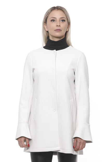 19V69 Italia Elegant White Neoprene Woman Coat 19V69 Italia