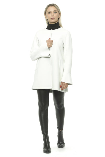 19V69 Italia Elegant White Neoprene Woman Coat 19V69 Italia