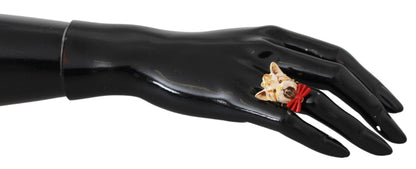 Dolce & Gabbana Chic Canine Gold-Tone Statement Ring Dolce & Gabbana