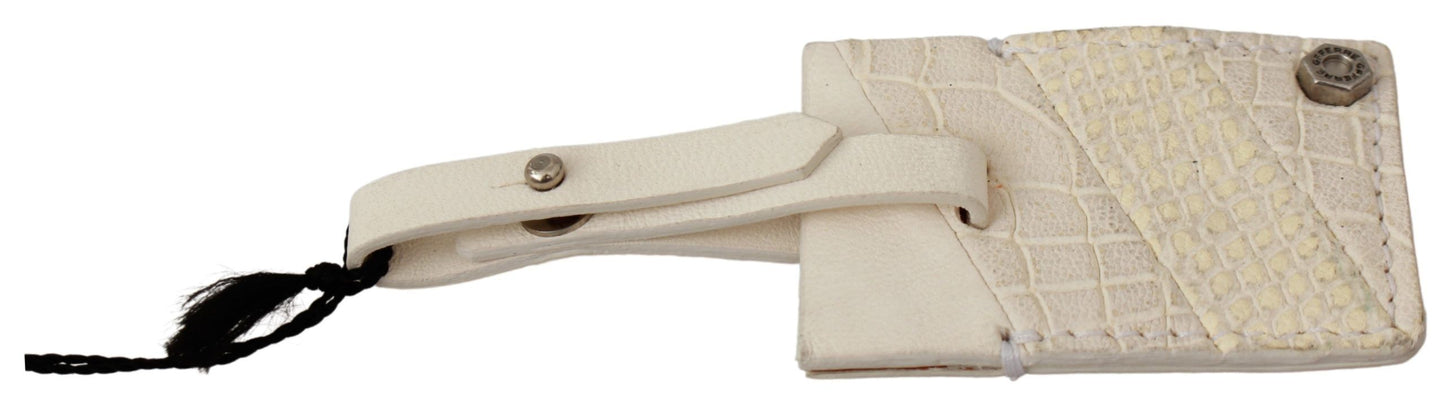 GF Ferre Elegant Beige Leather Keychain GF Ferre