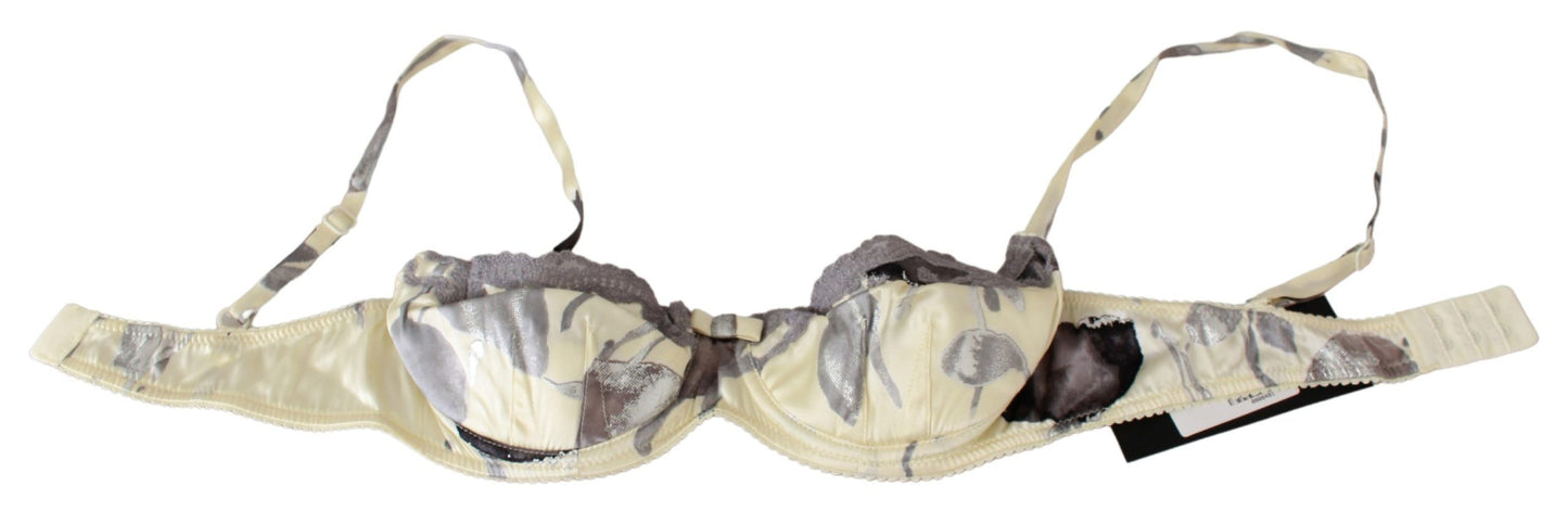 Ermanno Scervino Beige Lace Balconcino Silk Bra Ermanno Scervino