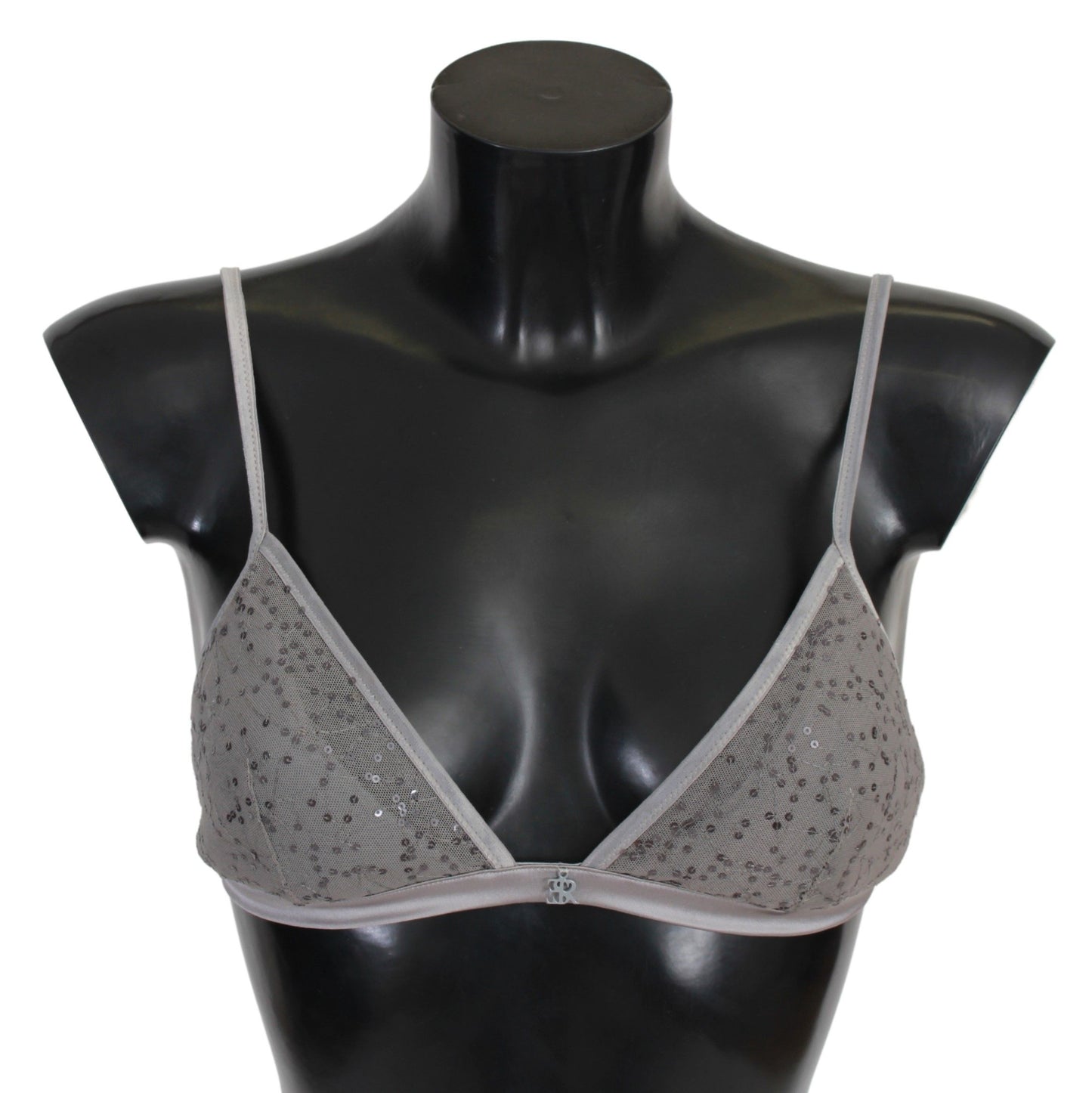 Ermanno Scervino Sequined Gray Triangolo Bra Luxury Underwear Ermanno Scervino