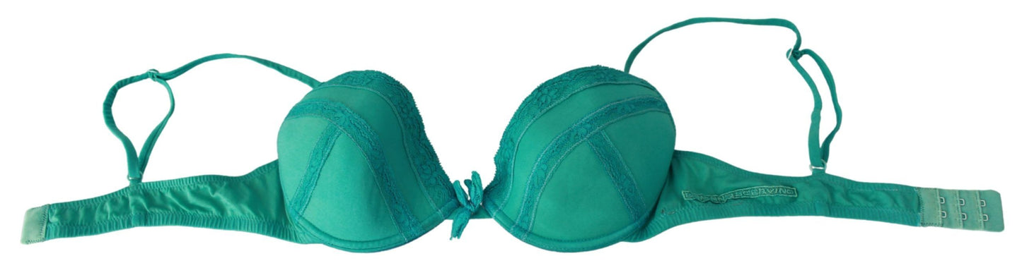 Ermanno Scervino Luxurious Green Cotton Push Up Bra Ermanno Scervino