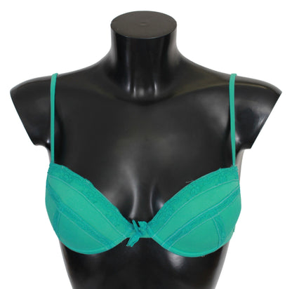 Ermanno Scervino Luxurious Green Cotton Push Up Bra Ermanno Scervino