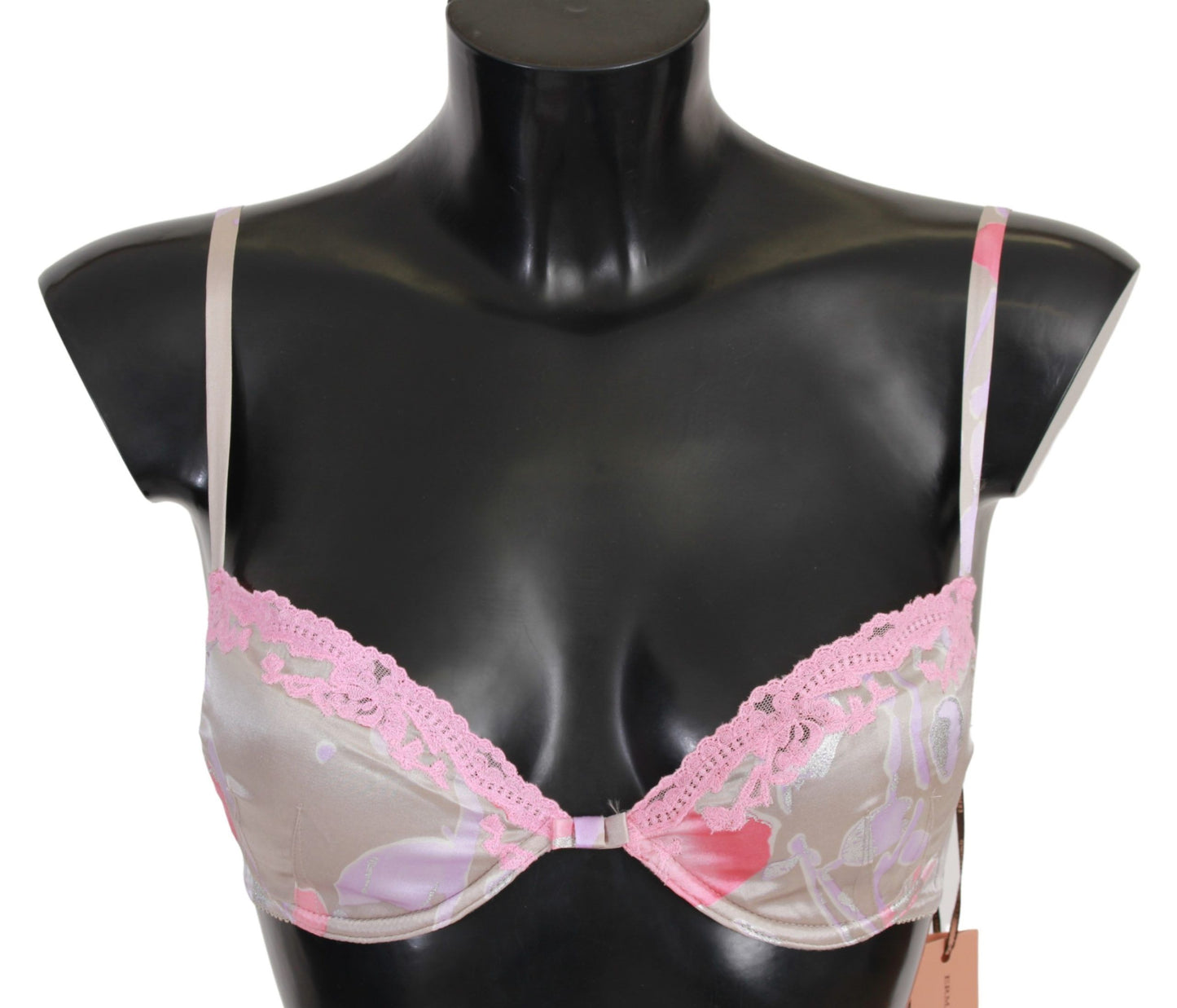 Ermanno Scervino Chic Pink Lace Silk Blend Push Up Bra Ermanno Scervino