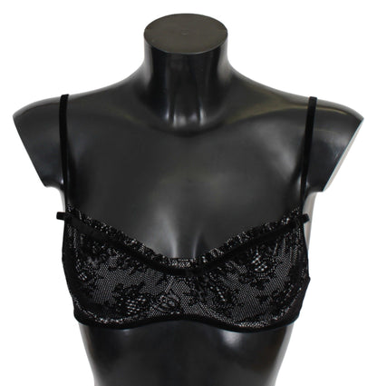 Ermanno Scervino Sleek Black Mesh Balconcino Bra Ermanno Scervino