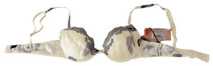 Ermanno Scervino Silk Blend Push-Up Bra in Beige and Gray Ermanno Scervino