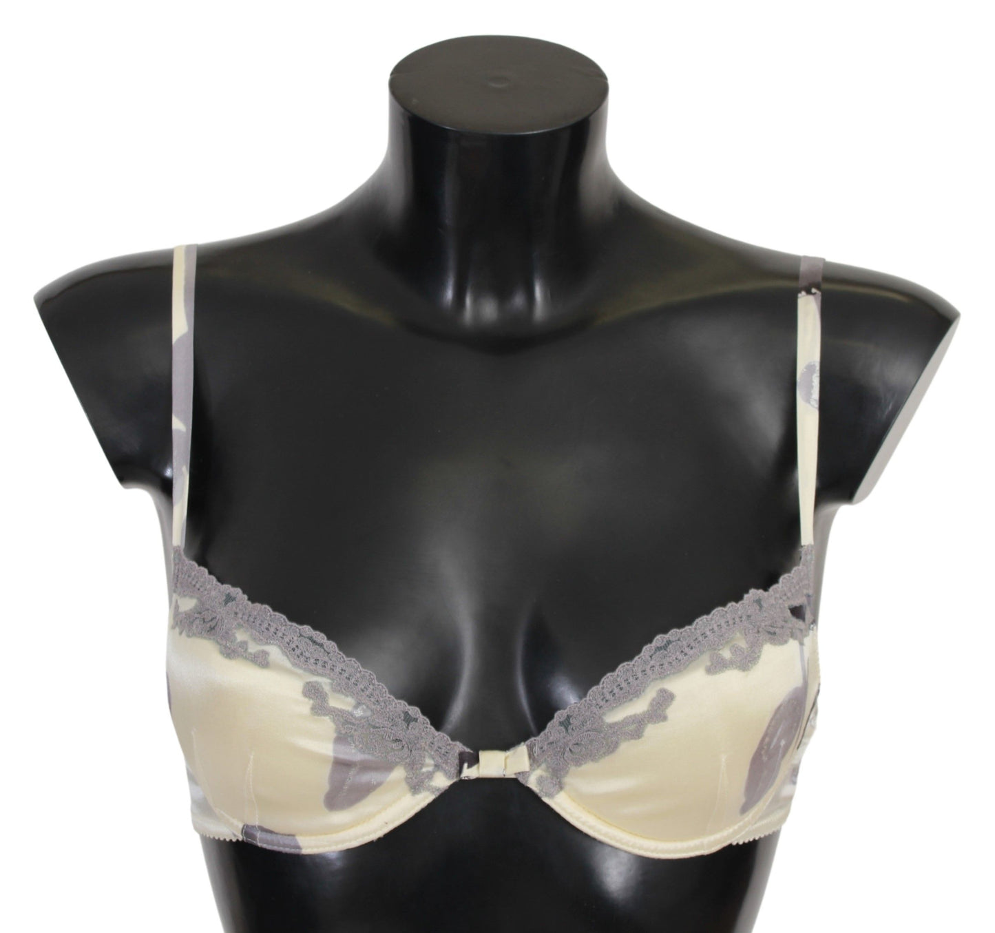 Ermanno Scervino Silk Blend Push-Up Bra in Beige and Gray Ermanno Scervino