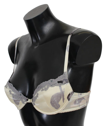 Ermanno Scervino Silk Blend Push-Up Bra in Beige and Gray Ermanno Scervino