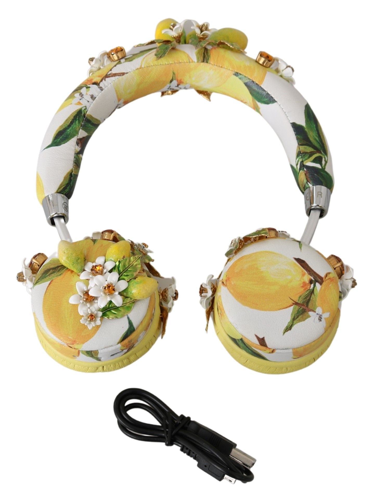 Dolce & Gabbana Glamorous Gold-Embellished Leather Headphones Dolce & Gabbana