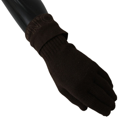 Costume National Elegant Brown Knitted Gloves Costume National