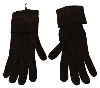 Costume National Elegant Brown Knitted Gloves Costume National