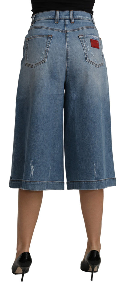 Dolce & Gabbana Elegant Wide Leg Cropped Denim Trousers Dolce & Gabbana