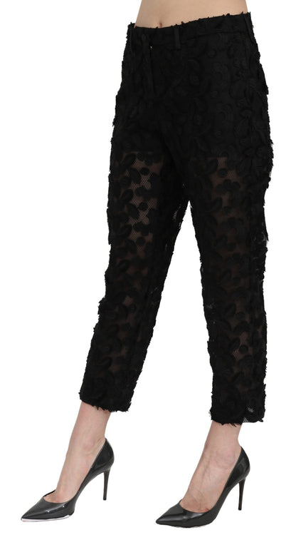 Dolce & Gabbana Elegant Straight Cropped Lace Trousers Dolce & Gabbana