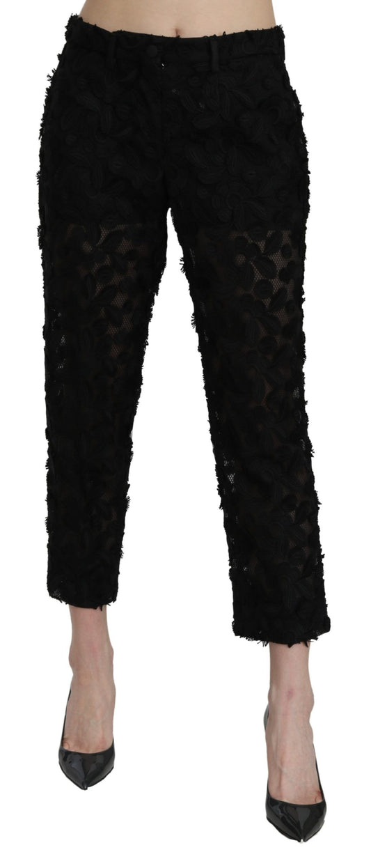 Dolce & Gabbana Elegant Straight Cropped Lace Trousers Dolce & Gabbana