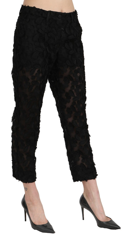 Dolce & Gabbana Elegant Straight Cropped Lace Trousers Dolce & Gabbana