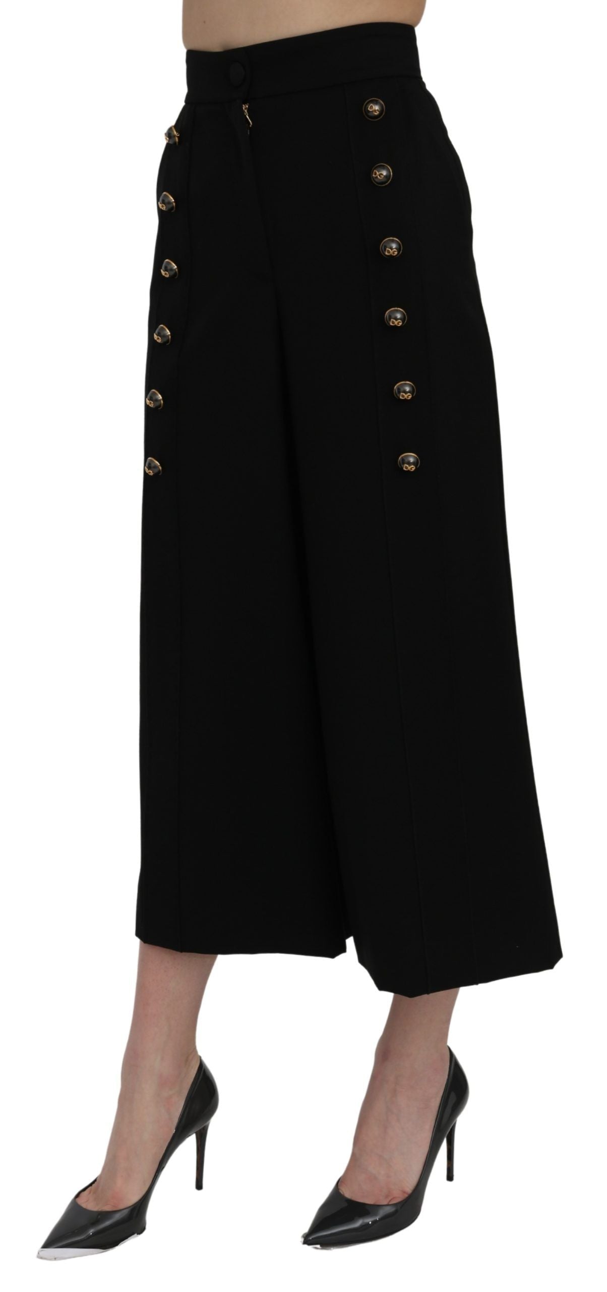 Dolce & Gabbana Elegant High Waist Wide Leg Wool Pants Dolce & Gabbana