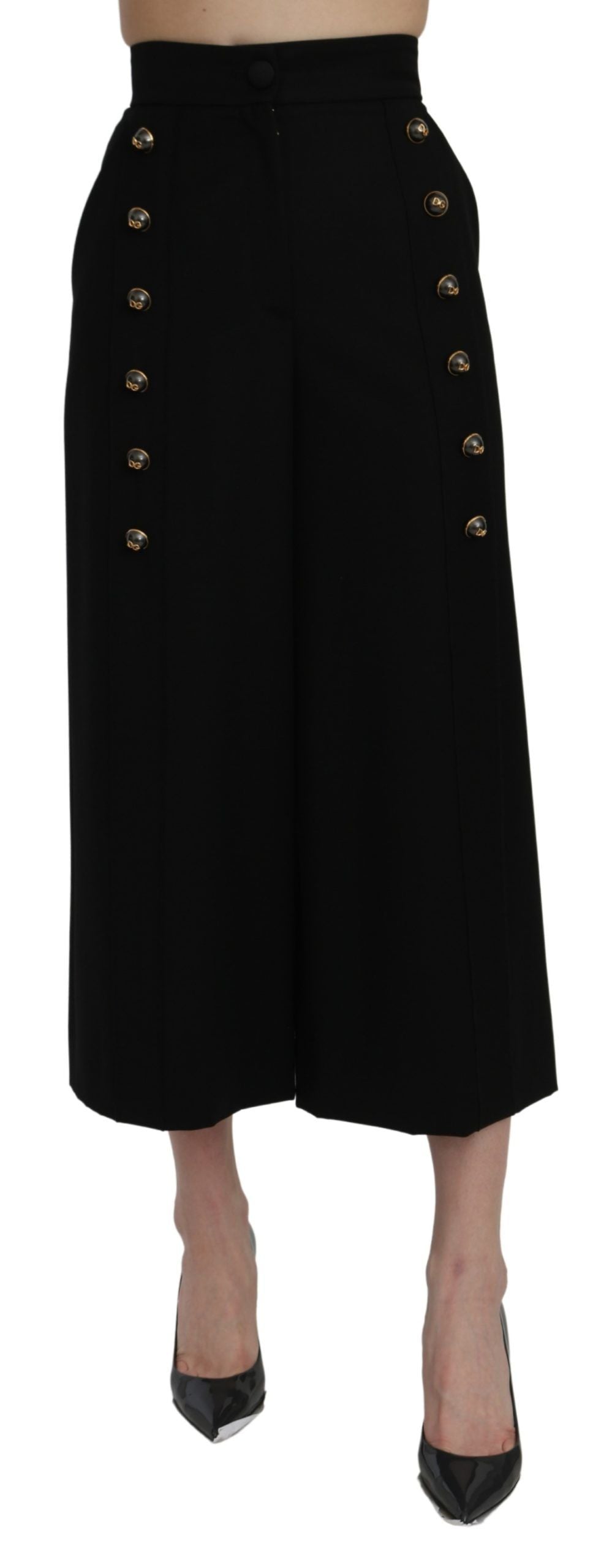 Dolce & Gabbana Elegant High Waist Wide Leg Wool Pants Dolce & Gabbana