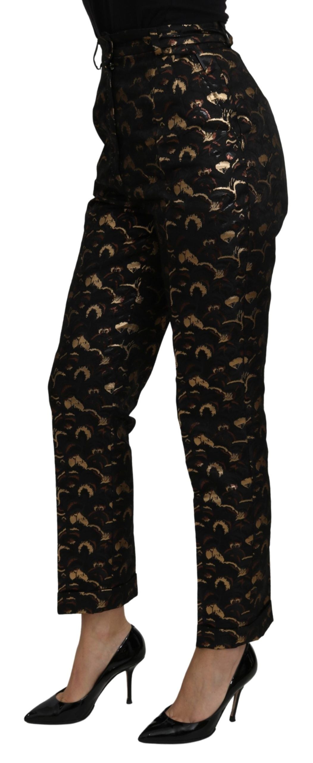 Dolce & Gabbana Elegant High Waist Tapered Brocade Pants Dolce & Gabbana