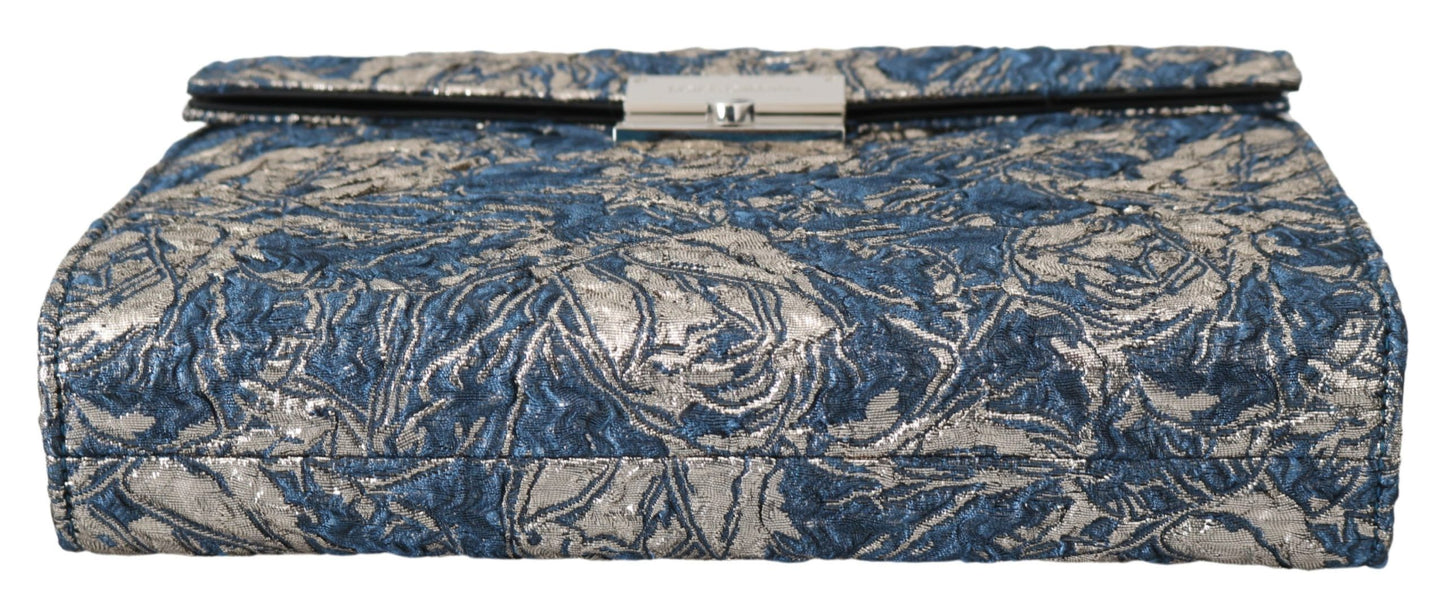 Dolce & Gabbana Elegant Blue Croc-Print Briefcase Clutch Dolce & Gabbana