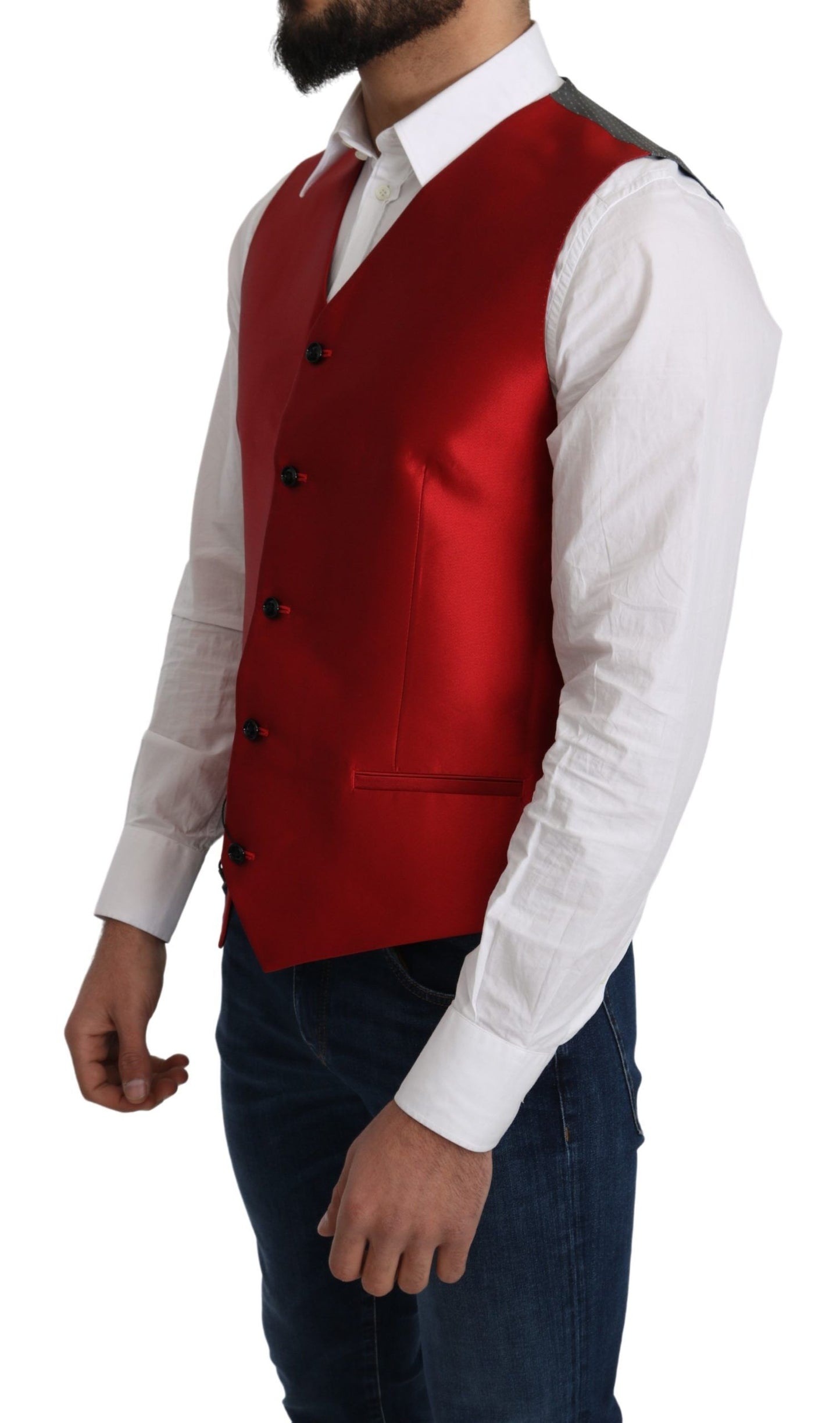 Dolce & Gabbana Ravishing Red Silk Formal Vest Dolce & Gabbana