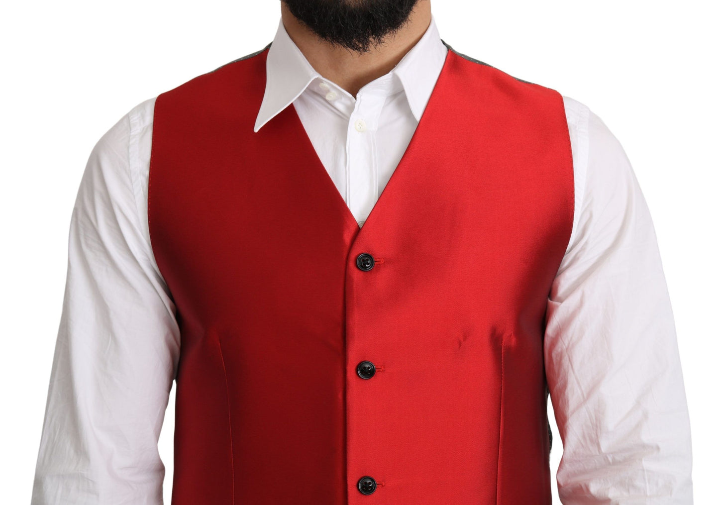 Dolce & Gabbana Ravishing Red Silk Formal Vest Dolce & Gabbana