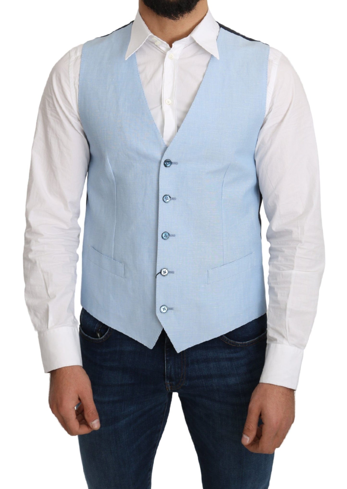 Dolce & Gabbana Elegant Azure Men's Formal Vest Dolce & Gabbana