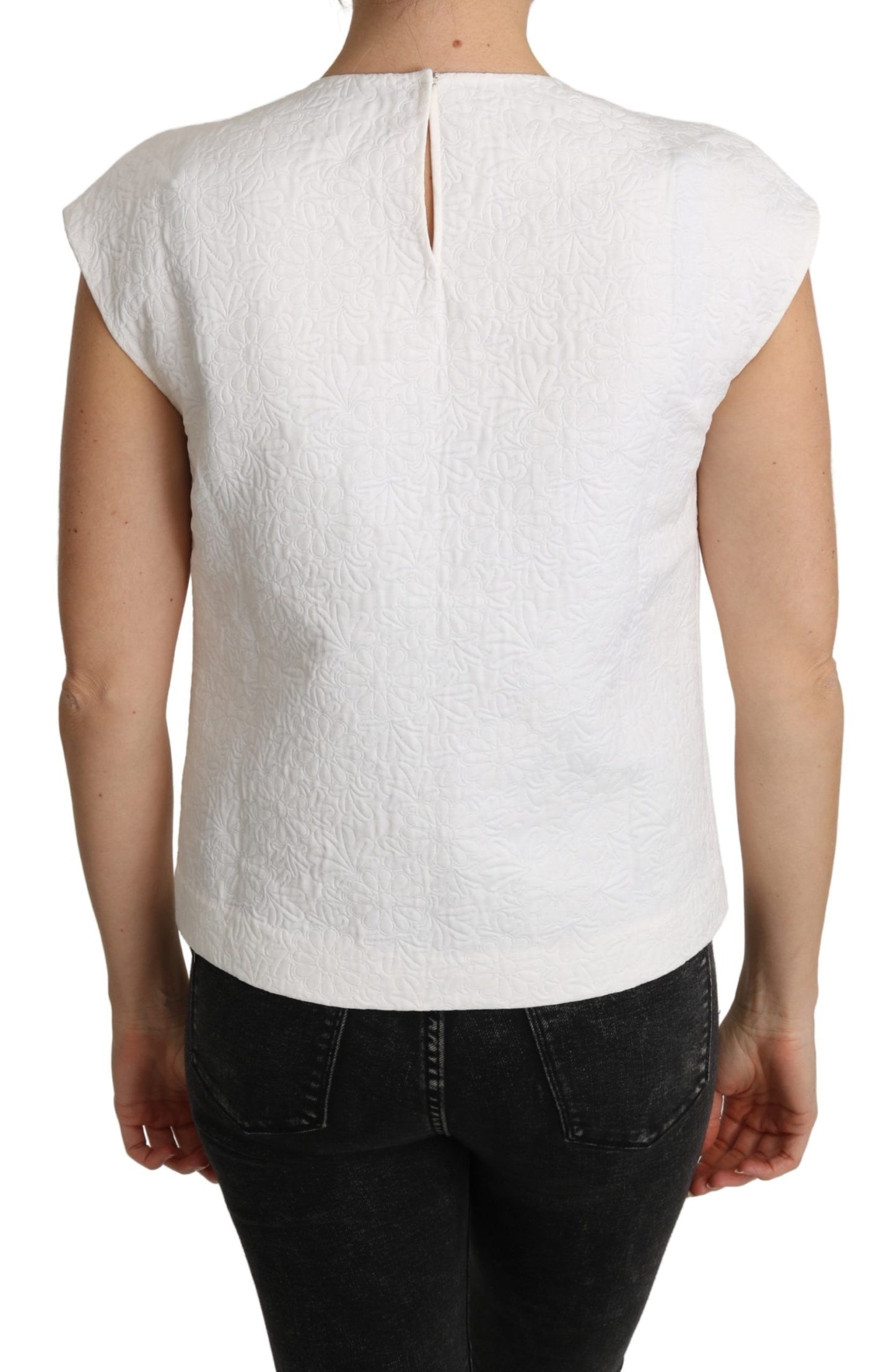 Dolce & Gabbana Elegant White Cotton Blend Blouse Dolce & Gabbana