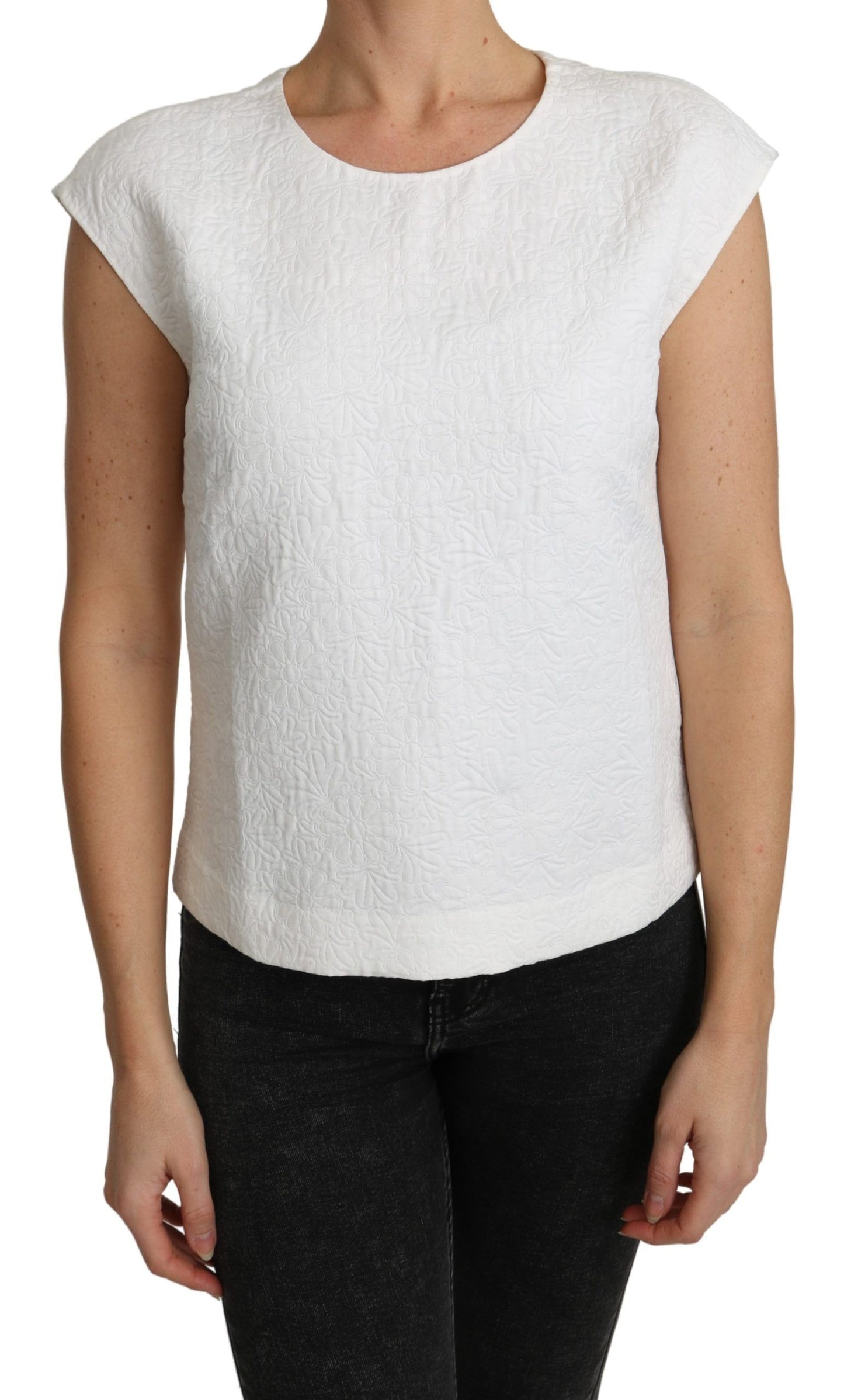 Dolce & Gabbana Elegant White Cotton Blend Blouse Dolce & Gabbana