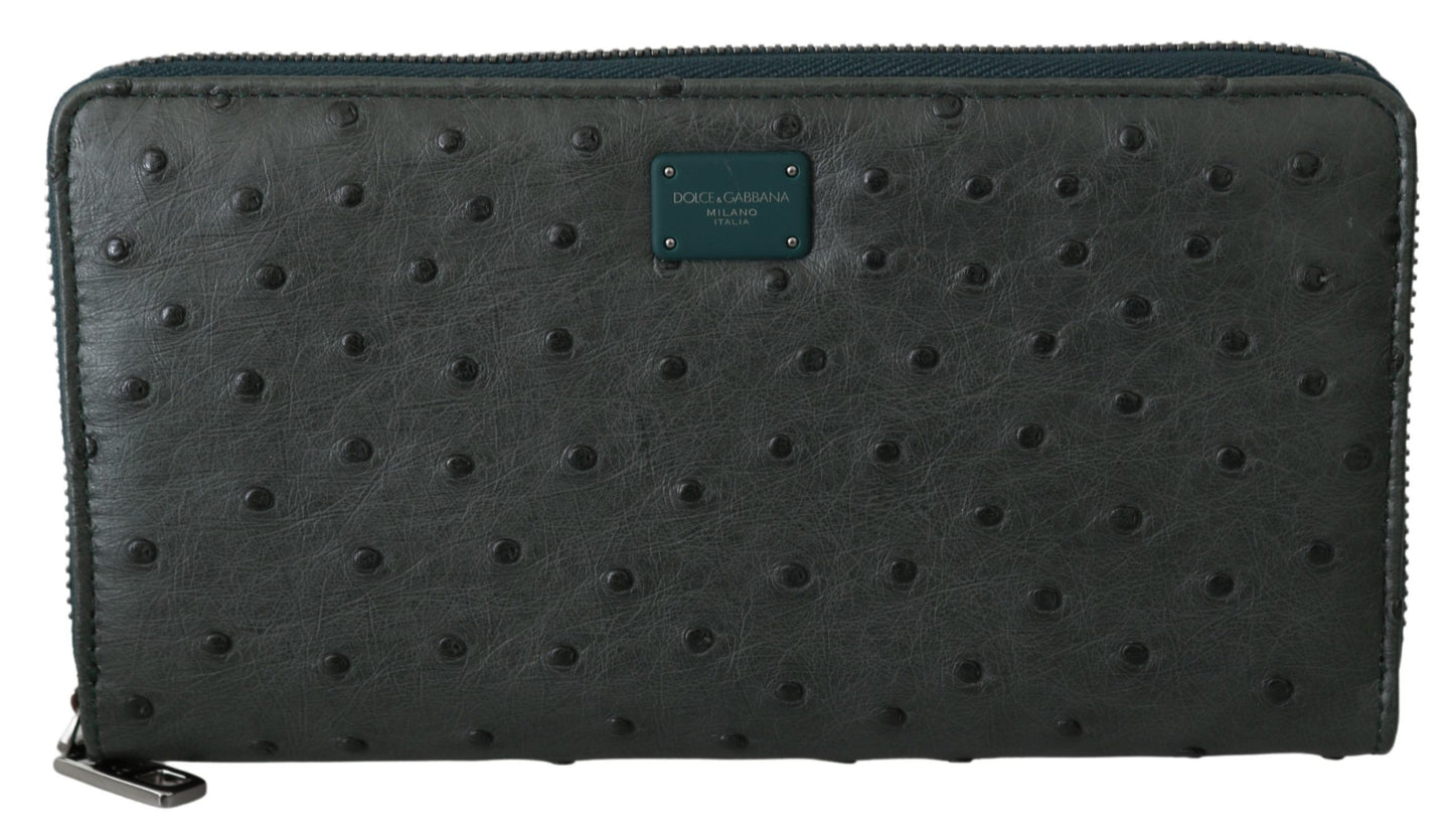 Dolce & Gabbana Exquisite Green Ostrich Leather Continental Wallet Dolce & Gabbana