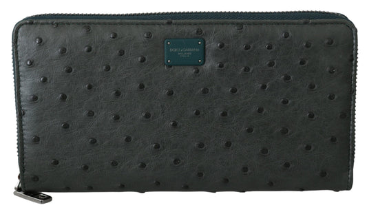 Dolce & Gabbana Exquisite Green Ostrich Leather Continental Wallet Dolce & Gabbana