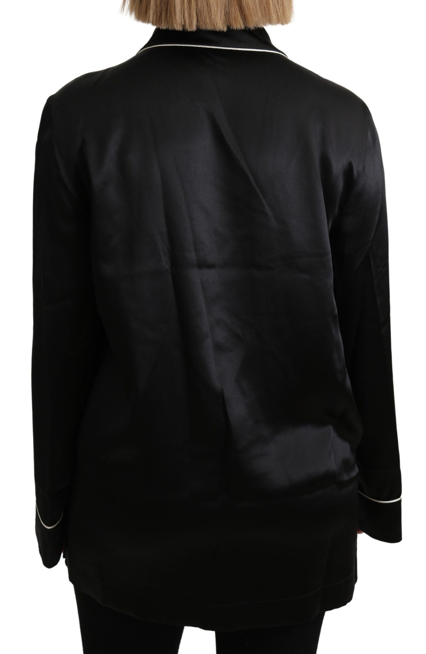 Dolce & Gabbana Elegant Silk Black Button-Up Blouse Dolce & Gabbana