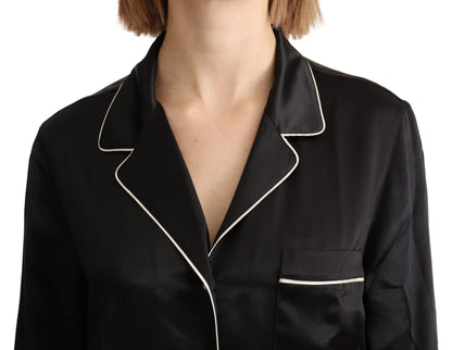 Dolce & Gabbana Elegant Silk Black Button-Up Blouse Dolce & Gabbana