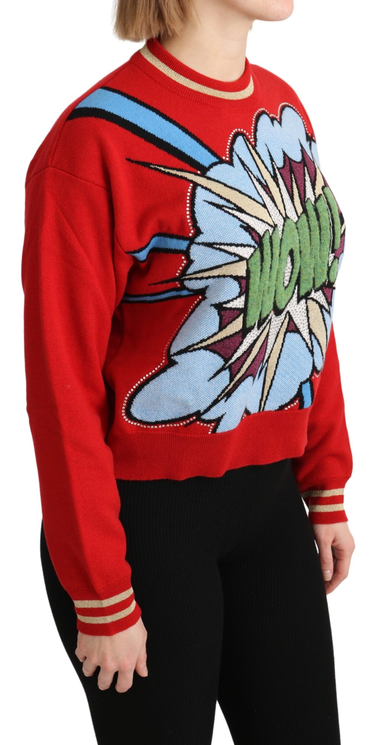 Dolce & Gabbana Radiant Red Cartoon Motive Cashmere Sweater Dolce & Gabbana