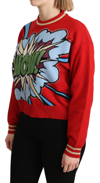 Dolce & Gabbana Radiant Red Cartoon Motive Cashmere Sweater Dolce & Gabbana