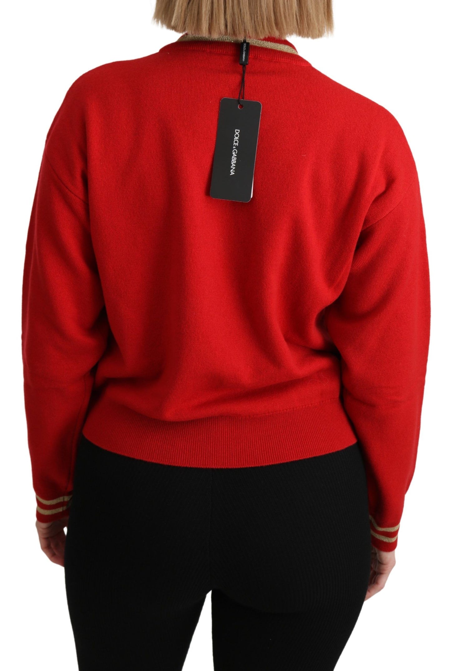 Dolce & Gabbana Radiant Red Cartoon Motive Cashmere Sweater Dolce & Gabbana