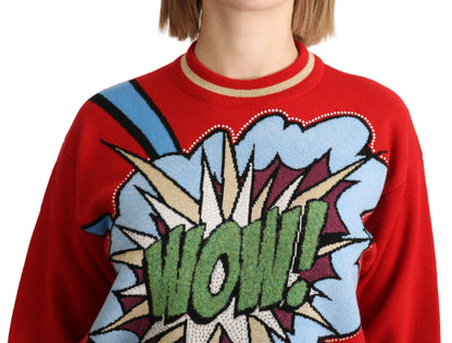 Dolce & Gabbana Radiant Red Cartoon Motive Cashmere Sweater Dolce & Gabbana