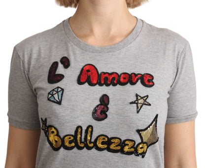 Dolce & Gabbana Sequined Motive Cotton Tee Dolce & Gabbana