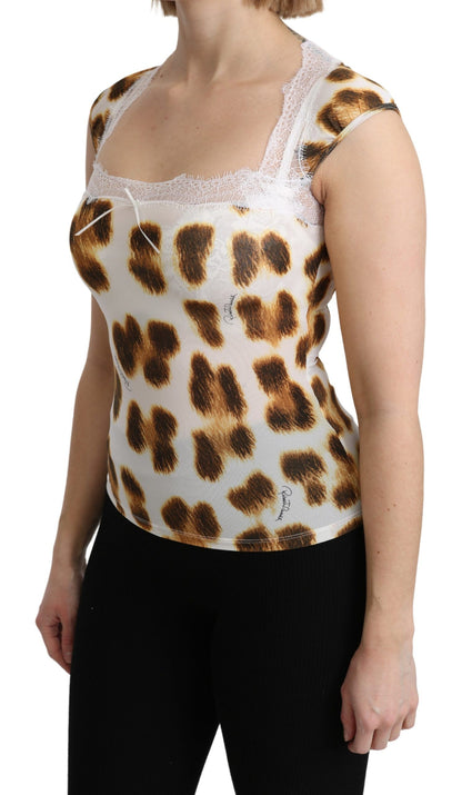 Roberto Cavalli Chic Leopard Lingerie Blouse Top Roberto Cavalli