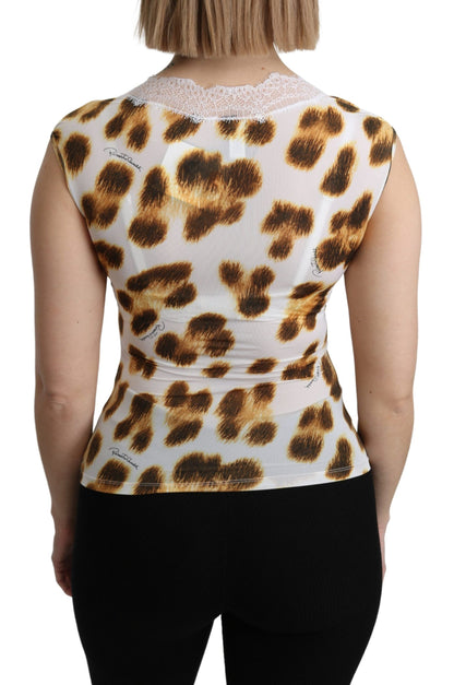 Roberto Cavalli Chic Leopard Lingerie Blouse Top Roberto Cavalli