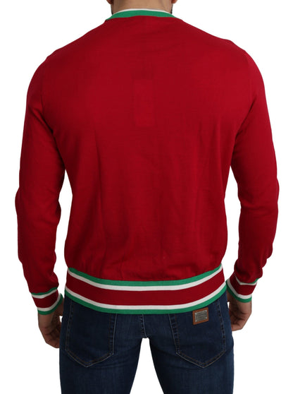 Dolce & Gabbana Elegant Red Wool-Silk Crewneck Sweater Dolce & Gabbana