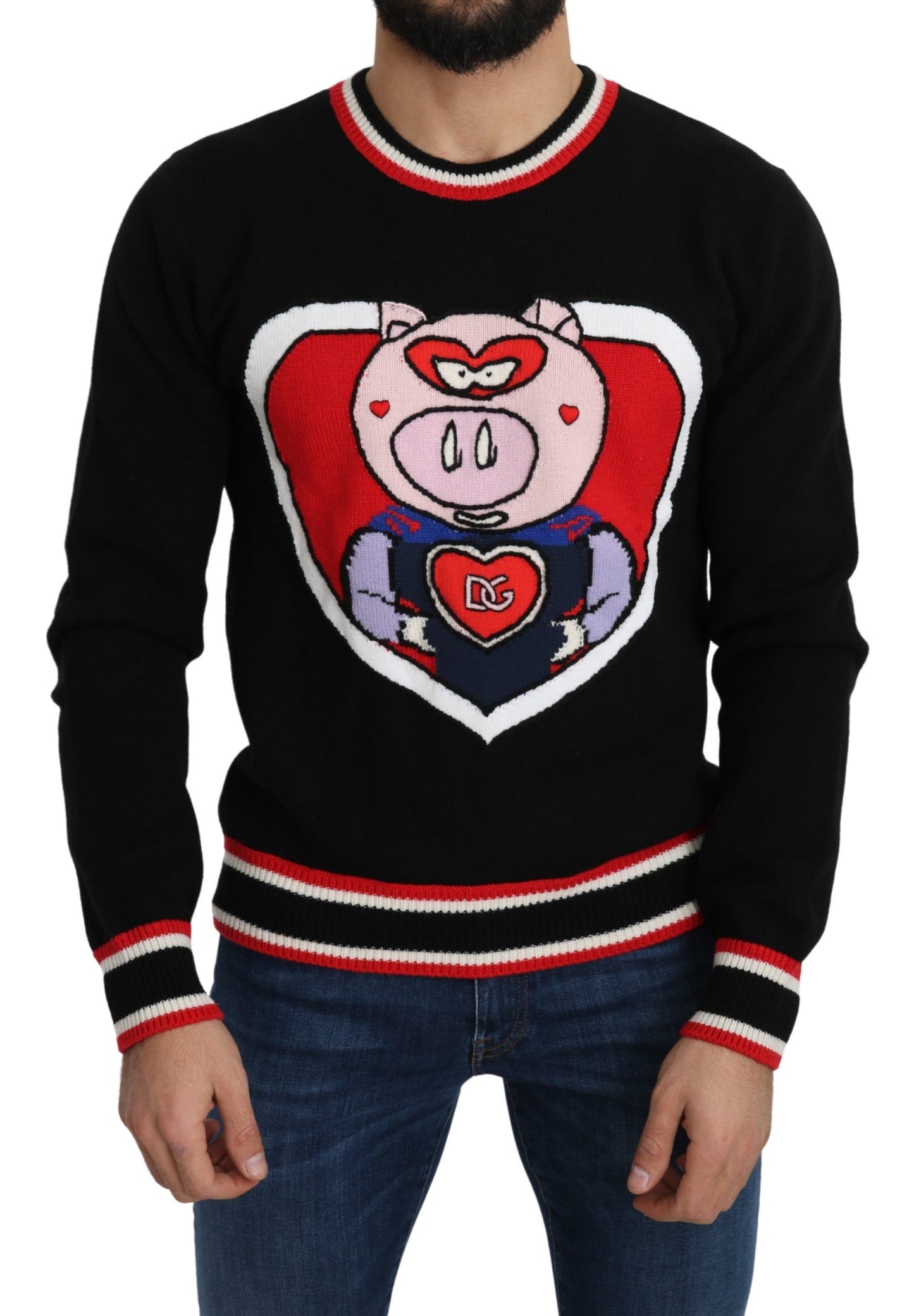 Dolce & Gabbana Elegant Black Cashmere Crew Neck Sweater Dolce & Gabbana