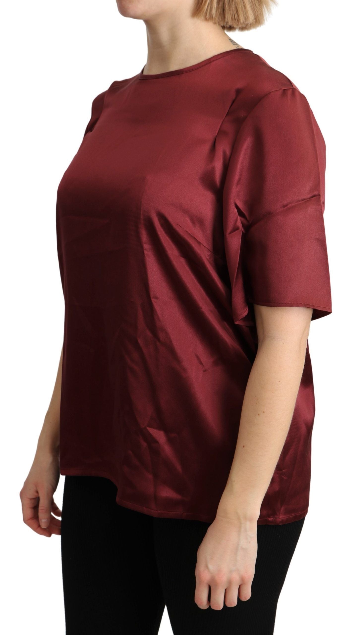 Dolce & Gabbana Elegant Silk Bordeaux Blouse Dolce & Gabbana