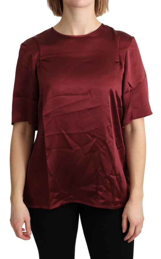 Dolce & Gabbana Elegant Silk Bordeaux Blouse Dolce & Gabbana