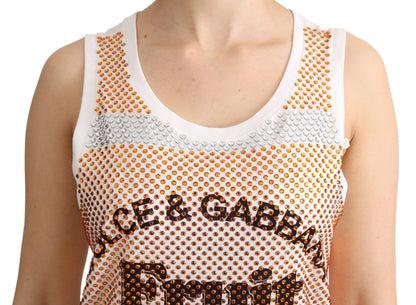 Dolce & Gabbana Crystal Embellished Sleeveless Cotton Top Dolce & Gabbana